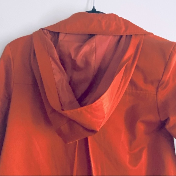 Forever 21 Women's Orange Fall Button Up Light Jacket Coat with Hood Size 4 - Picture 7 of 8